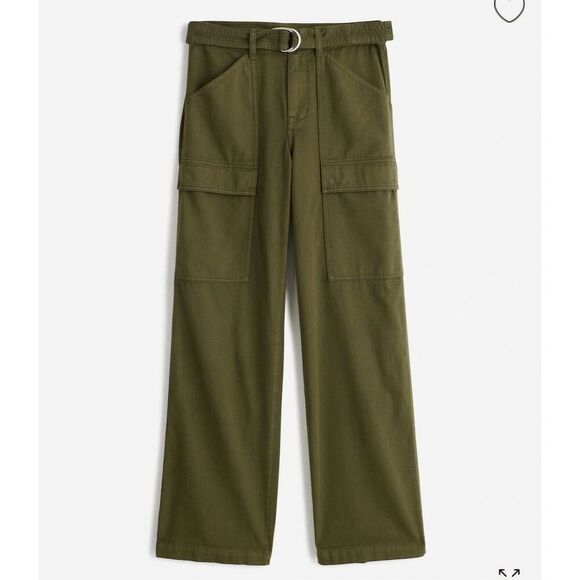 Madewell Pants - Madewell Women's Cargo Pants Size 26 Green Belted Slouchy Straight